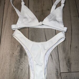 White Ribbed Bikini Set